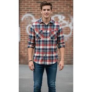 True Religion Men’s Shirt Button Front Flannel Multicolored Plaid Size XS